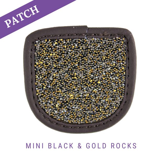 Mini Black & Gold Rocks  rijhandschoen patch bruin