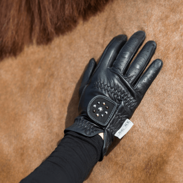 Leren rijhandschoen Zwart