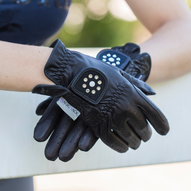 Leren rijhandschoen Zwart